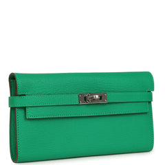 Hermes Kelly Long Wallet Menthe Chevre Mysore Palladium Hardware