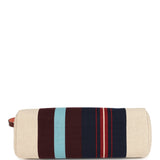 Hermes Special Order (HSS) Herbag Zip PM 31 "Striped" Rouge H Vache Hunter, Ecru, Bleu, Bordeaux and Beige Toile H Canvas Lacquered Palladium Hardware