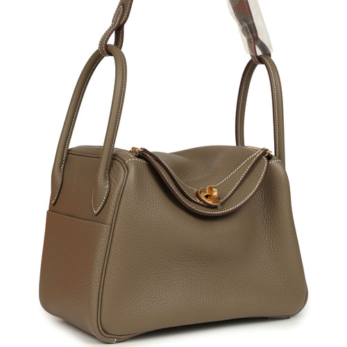 Hermes Lindy 26 Etoupe Clemence Gold Hardware