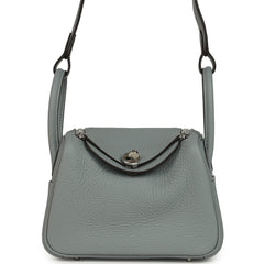Hermes Mini Lindy II Gris Pantin Clemence Palladium Hardware