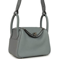 Hermes Mini Lindy II Gris Pantin Clemence Palladium Hardware