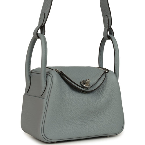Hermes Mini Lindy II Gris Pantin Clemence Palladium Hardware