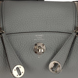 Hermes Mini Lindy II Gris Pantin Clemence Palladium Hardware