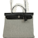 Hermes Herbag Zip PM 31 Black Vache Hunter and Ecru-Black Criss Viking Canvas Palladium Hardware - Thumbnail View 1