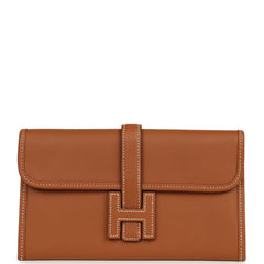 Hermes Jige Duo Clutch Gold Swift Palladium Hardware