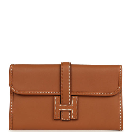 Hermes Jige Duo Clutch Gold Swift Palladium Hardware