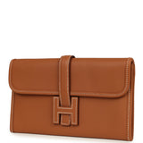 Hermes Jige Duo Clutch Gold Swift Palladium Hardware