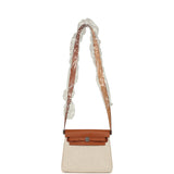 Hermes Herbag Zip 20 Mini Ecru and Beige Toile H Canvas and Fauve Vache Hunter Palladium Hardware - Thumbnail View 9