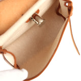 Hermes Herbag Zip 20 Mini Ecru and Beige Toile H Canvas and Fauve Vache Hunter Palladium Hardware - Thumbnail View 11