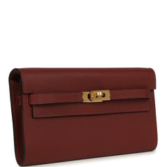 Hermes Kelly Wallet To Go Rouge H Evercolor Gold Hardware