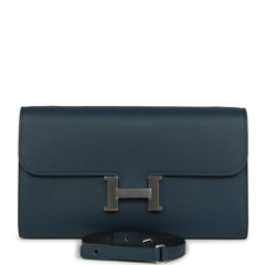 Hermes Constance Wallet To Go  Bleu De Prusse Evercolor Palladium Hardware
