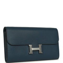 Hermes Constance Wallet To Go  Bleu De Prusse Evercolor Palladium Hardware