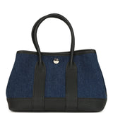 Hermes Garden Party Neo 23 Denim Moyen and Black Negonda Palladium Hardware