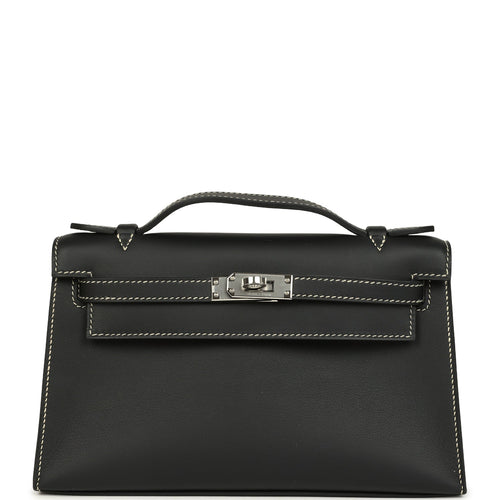 Hermes Special Order (HSS) Kelly Pochette Black Verso Swift Palladium Hardware