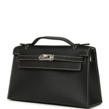 Hermes Special Order (HSS) Kelly Pochette Black Verso Swift Palladium Hardware