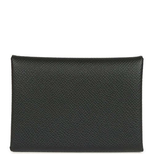 Hermes Calvi Duo Card Holder Black Epsom Palladium Hardware