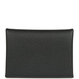 Hermes Calvi Duo Card Holder Black Epsom Palladium Hardware - Thumbnail View 1