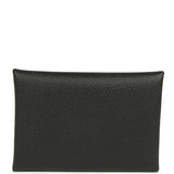 Hermes Calvi Duo Card Holder Black Epsom Palladium Hardware - Thumbnail View 4
