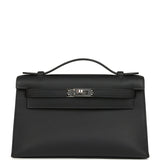 Hermes Kelly Pochette Black Swift Palladium Hardware