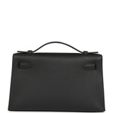 Hermes Kelly Pochette Black Swift Palladium Hardware