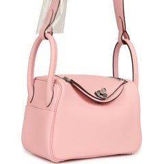 Hermes Mini Lindy II Rose Sakura Verso Swift Palladium Hardware