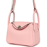 Hermes Mini Lindy II Rose Sakura Verso Swift Palladium Hardware