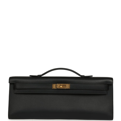 Pre-owned Hermes Kelly Cut Black Swift Gold Hardware