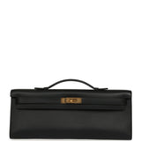 Pre-owned Hermes Kelly Cut Black Swift Gold Hardware