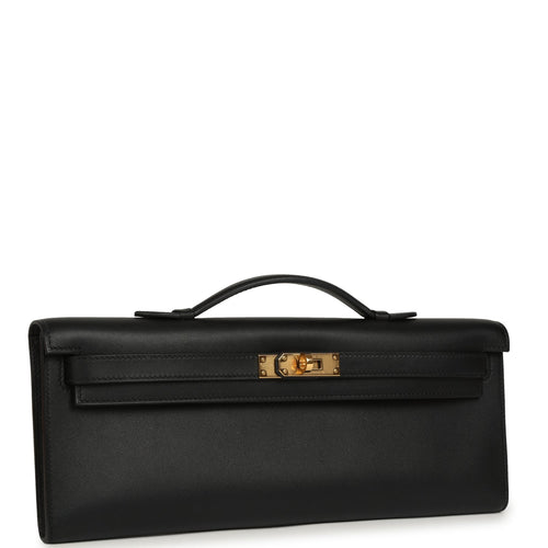 Pre-owned Hermes Kelly Cut Black Swift Gold Hardware