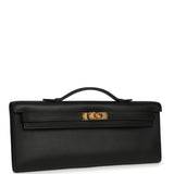 Pre-owned Hermes Kelly Cut Black Swift Gold Hardware