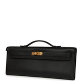 Pre-owned Hermes Kelly Cut Black Swift Gold Hardware