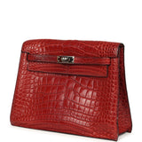 Vintage Hermes Kelly Danse Rouge H Matte Alligator Palladium Hardware