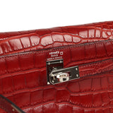Vintage Hermes Kelly Danse Rouge H Matte Alligator Palladium Hardware