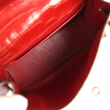 Vintage Hermes Kelly Danse Rouge H Matte Alligator Palladium Hardware