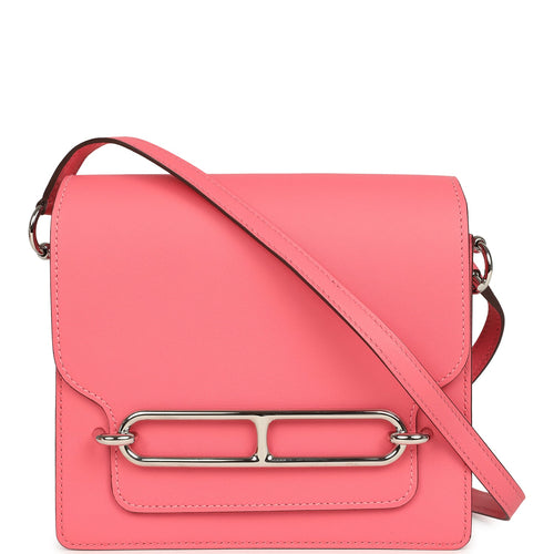 Hermes Mini Sac Roulis Rose Azalee Swift Palladium Hardware