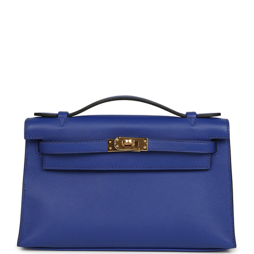 Hermes Kelly Pochette Bleu Electric Swift Gold Hardware