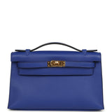 Hermes Kelly Pochette Bleu Electric Swift Gold Hardware