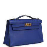 Hermes Kelly Pochette Bleu Electric Swift Gold Hardware