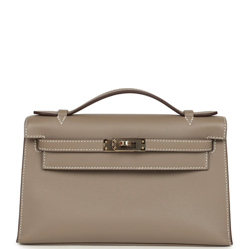 Hermes Special Order (HSS) Kelly Pochette Gris Asphalte Verso Swift Permabrass Hardware