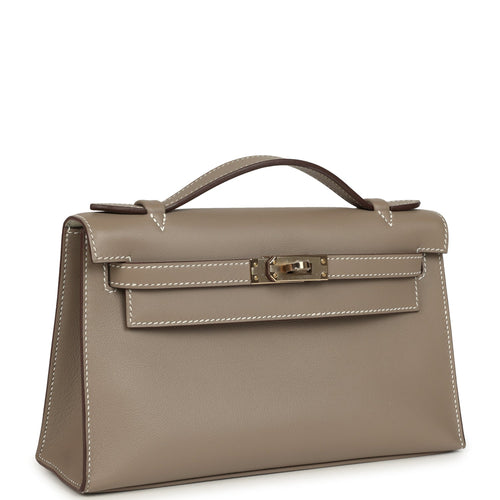 Hermes Special Order (HSS) Kelly Pochette Gris Asphalte Verso Swift Permabrass Hardware