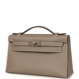 Hermes Special Order (HSS) Kelly Pochette Gris Asphalte Verso Swift Permabrass Hardware - Thumbnail View 5