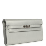 Hermes Kelly Wallet To Go Argent Chevre Chamkilight Palladium Hardware