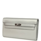 Hermes Kelly Wallet To Go Argent Chevre Chamkilight Palladium Hardware