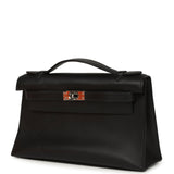 Vintage Hermes Kelly Pochette Black Swift Palladium Hardware