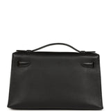 Vintage Hermes Kelly Pochette Black Swift Palladium Hardware