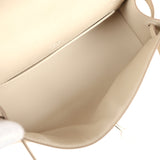 Hermes Kelly Pochette Craie Ostrich Palladium Hardware