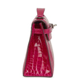Hermes Kelly Pochette Rose Pourpre Shiny Alligator Palladium Hardware - Thumbnail View 3