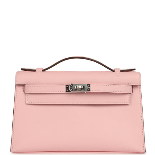 Hermes Kelly Pochette Rose Sakura Swift Palladium Hardware