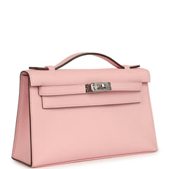 Hermes Kelly Pochette Rose Sakura Swift Palladium Hardware