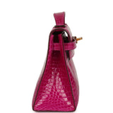 Hermes Kelly Pochette Rose Scheherazade Shiny Alligator Gold Hardware - Thumbnail View 3